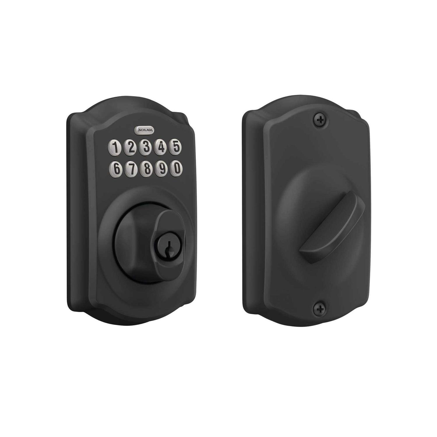 Schlage Camelot Aged Bronze Connect Z-Wave Plus Smart Wifi Deadbolt Door Lock and Accent handle Handleset with Camelot Trim - Zenithce