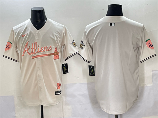 Atlanta Braves Blank Cream 2024 Atliens Peach With Outkast Patch Vapor Limited Stitched Jersey - Zenithce