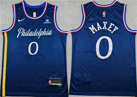 Philadelphia 76ers #0 Tyrese Maxey Navy 2025-26 City Edition Stitched Jersey - Zenithce
