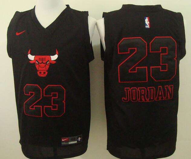 Chicago Bulls #23 Michael Jordan Black Bull Head Fashion Stitched Swingman Jersey - Zenithce