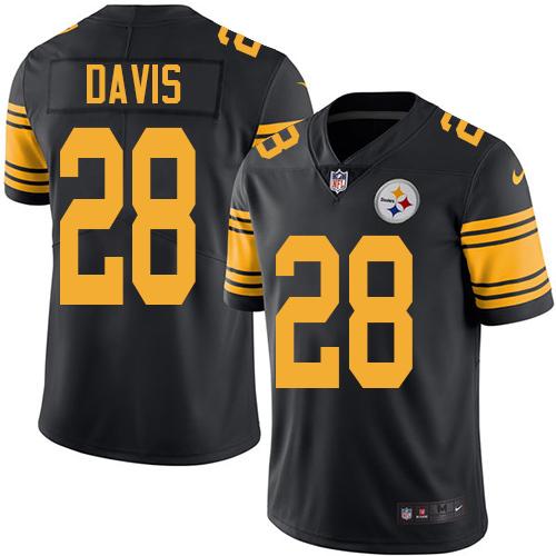 Steelers #28 Sean Davis Black Stitched Limited Rush Nike Jersey - Zenithce