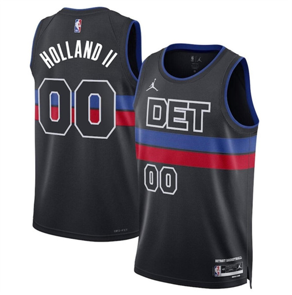 Detroit Pistons #00 Ron Holland II Black 2024 Statement Edition Stitched Jersey - Zenithce