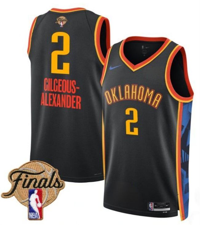 Oklahoma City Thunder #2 Shai Gilgeous-Alexander Black 2025 Finals City Edition Stitched Jersey - Zenithce
