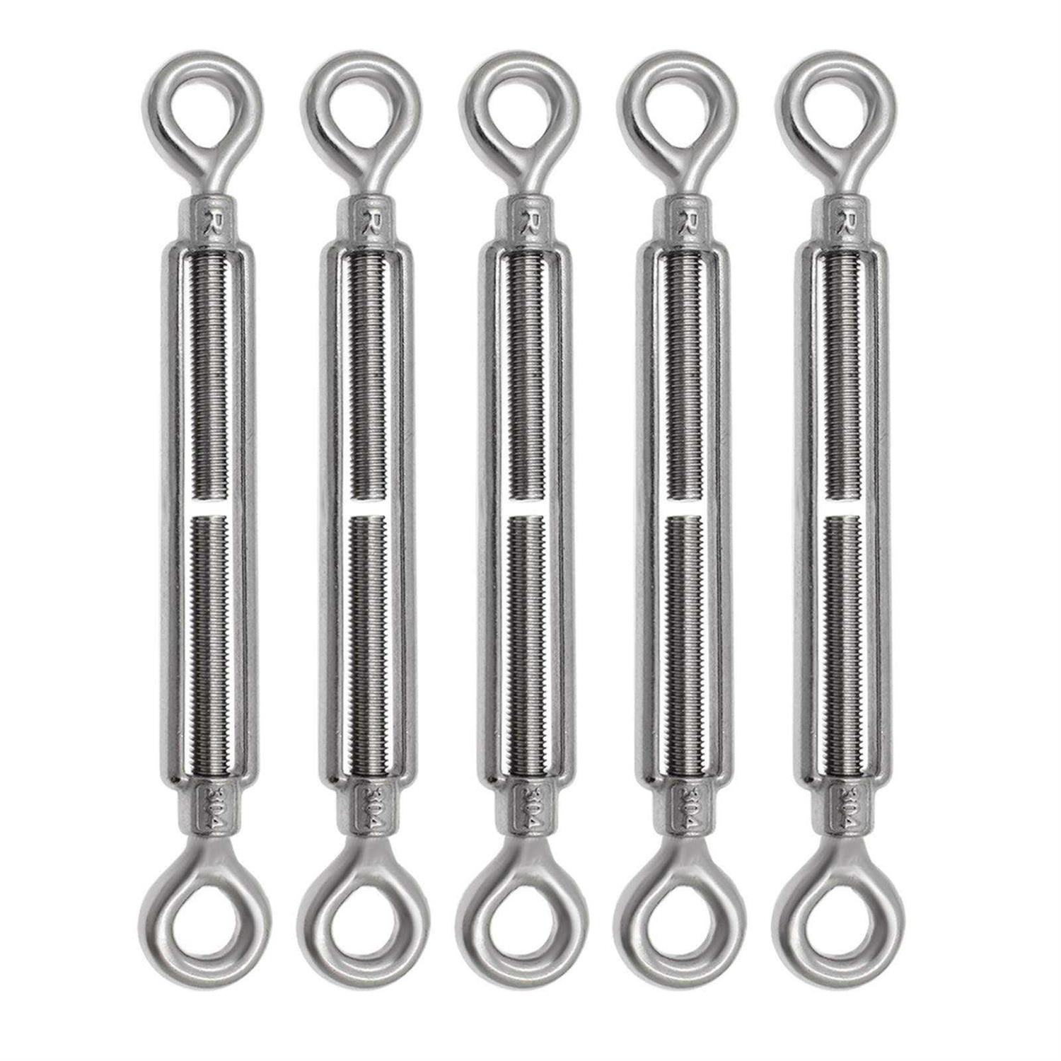 PHITUODA 6pcs Stainless Steel 304 Hook & Eye Turnbuckles Adjustable Wire Rope Tensioner - Zenithce