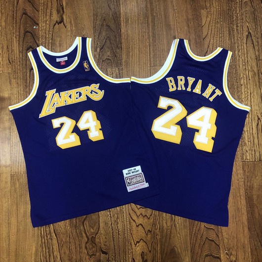 Los Angeles Lakers #24 Kobe Bryant Purple Gold 2007-08 Hardwood Classics Soul AU Throwback Jersey - Zenithce