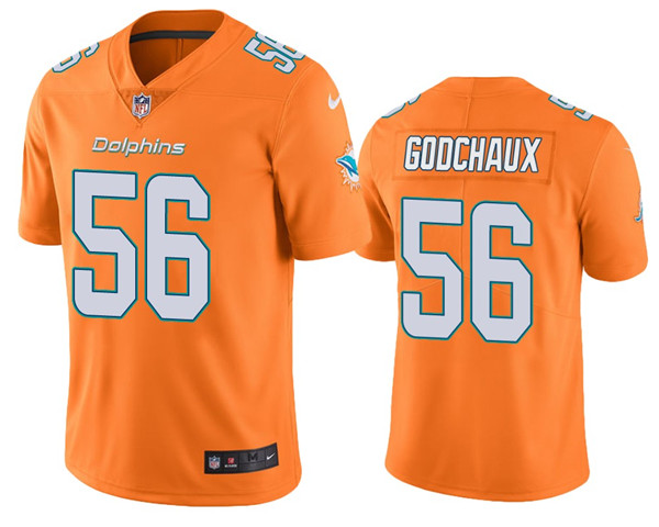 Miami Dolphins #56 Davon Godchaux Orange Vapor Limited Stitched Jersey - Zenithce