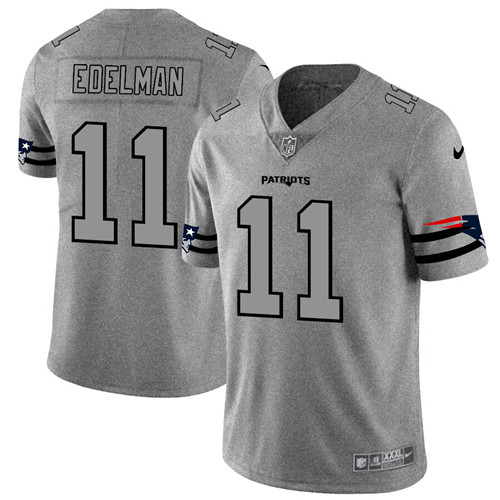 New England Patriots #11 Julian Edelman 2019 Gray Gridiron Team Logo Limited Stitched Jersey - Zenithce