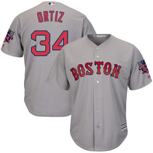 Red Sox #34 David Ortiz Grey New Cool Base With Retirement Patch Stitched Jersey - Zenithce