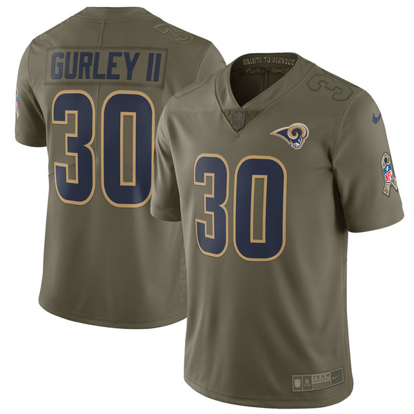 Los Angeles Rams #30 Todd Gurley Olive Salute To Service Limited Stitched Nike Jersey - Zenithce