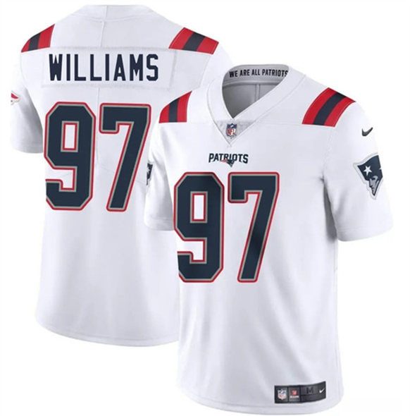 New England Patriots #97 Milton Williams White 2025 Vapor Limited Stitched Jersey - Zenithce