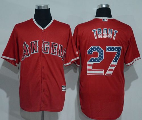 Angels Of Anaheim #27 Mike Trout Red USA Flag Fashion Stitched Jersey - Zenithce