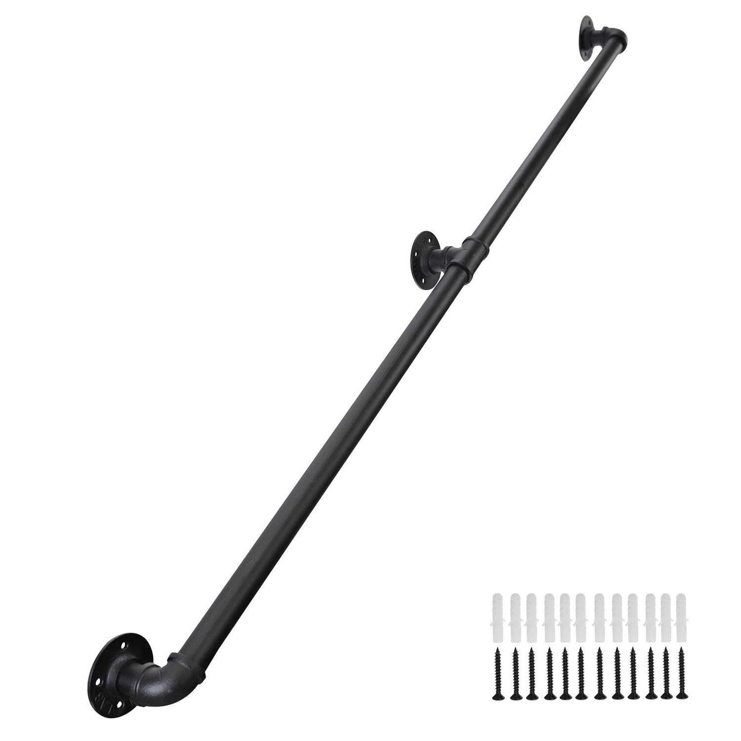 Toriexon Staircase Handrails Galvanized Steel Stair Railing Easy to Install - Zenithce