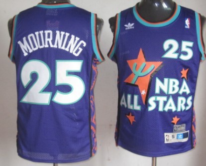 1995 All-Star #25 Alonzo Mourning Purple Swingman Throwback Jersey - Zenithce