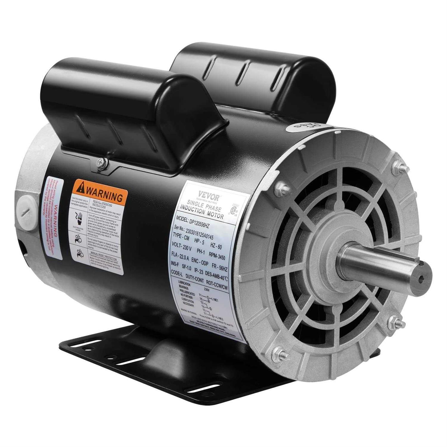 VEVOR 5HP Air Compressor Motor Single Phase Electric Motor Keyed shaft 230V Frame CW/CCW Rotation DXKYJDJTODP5HWZ57V7 - Zenithce