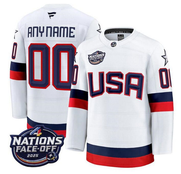 USA Custom White 2025 4 Nations Face-Off Stitched Jersey - Zenithce