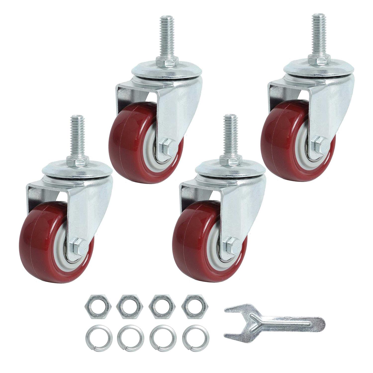 Finnhomy Swivel Caster Wheels 2 Inch Heavy Duty Threaded Stem Casters 1 Set of 4 Premium Polyurethane Wheels PU Load Bearing 800 - Zenithce