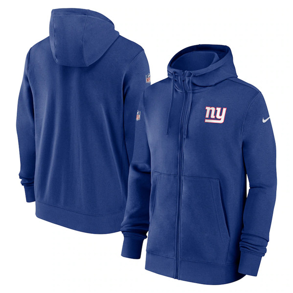 New York Giants Blue Sideline Club Performance Full-Zip Hoodie - Zenithce