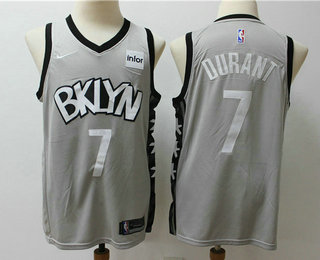 Brooklyn Nets #7 Kevin Durant Gray 2019 NEW Swingman Stitched Jersey With The Sponsor Logo - Zenithce