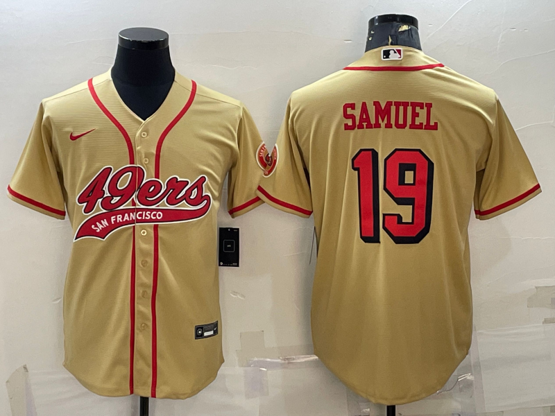 San Francisco 49ers #19 Deebo Samuel New Gold With Patch Cool Base Stitched Baseball Jersey - Zenithce