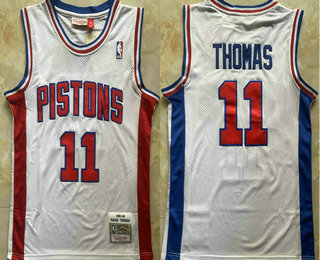 Detroit Pistons #11 Isiah Thomas White 1988-89 Hardwood Classics Soul Swingman Throwback Jersey - Zenithce