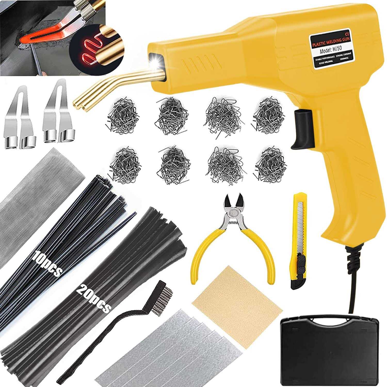 Upgraded 150W Plastic Welder Bumper Repair Kit,2-in-1 Plastic Welding Kit 800PCS Hot Staples & 30pcs Plastic Welding Rods,Hot Stapler Plastic Repair - Zenithce