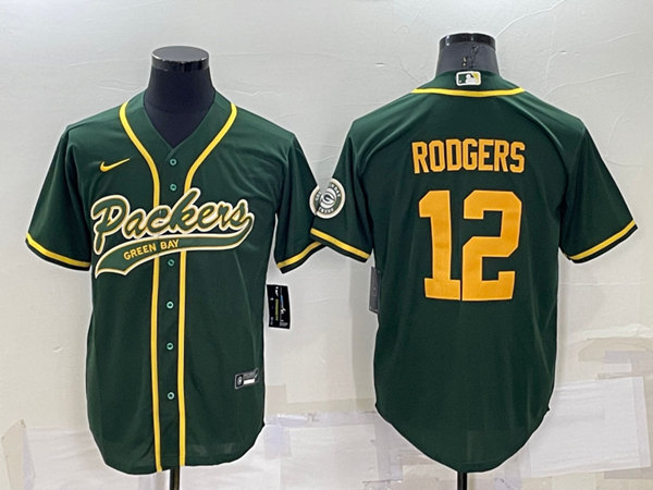 Green Bay Packers #12 Aaron Rodgers Green Cool Base Stitched Baseball Jersey - Zenithce