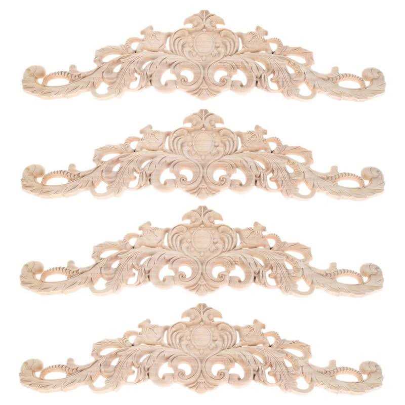 MUXSAM Long Wood Carved Appliques Onlays Unpainted Decorative Corner Carving Decals Set for Wall Door Cabinet Mirror Closet Wardrobe Dresser - Zenithce