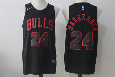 Chicago Bulls #24 Lauri Markkanen All Black 2017-2018 Swingman Stitched Jersey - Zenithce