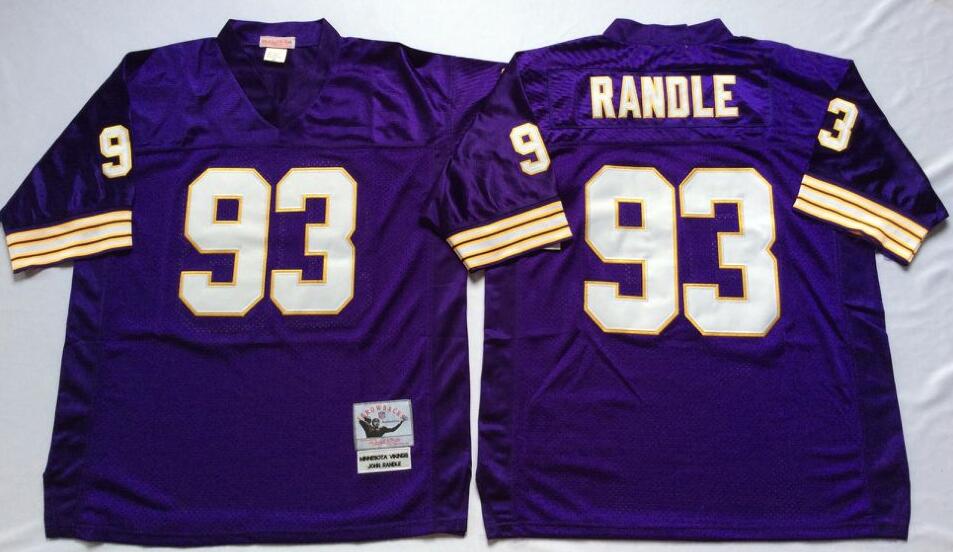 Mitchell Ness Vikings #93 John Randle Purple Stitched Throwback Jersey - Zenithce