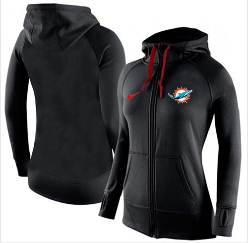 Women's Nike Miami Dolphins Full-Zip Performance Hoodie Black - Zenithce