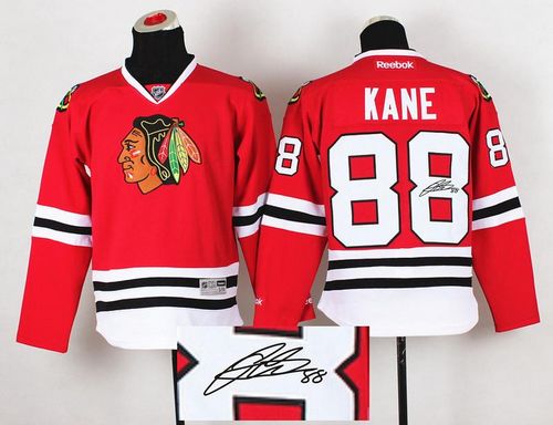 Blackhawks #88 Patrick Kane Red Autographed Stitched Jersey - Zenithce