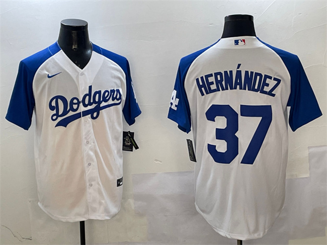 Los Angeles Dodgers #37 Teoscar Hernández White Blue Cool Base Stitched Jersey - Zenithce