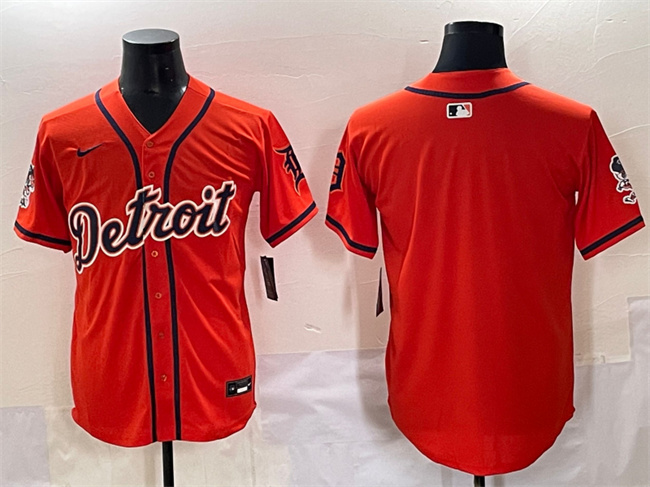 Detroit Tigers Blank Orange With Patch Vapor Premier Limited Stitched Jersey - Zenithce