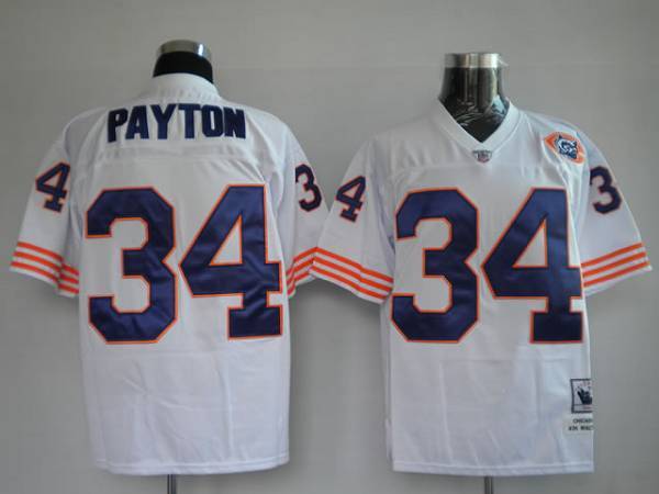 Mitchell Ness Bears #34 Walter Payton White With Big Number Bear Patch Stitched Throwback Jersey - Zenithce