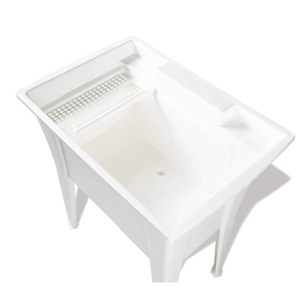 Rugged Tub 24 in. x 22 in. Recycled Polypropylene Black Laundry Sink with 2 Hdl Non Metallic Pullout Faucet and Installation Kit B24BK1 - Zenithce