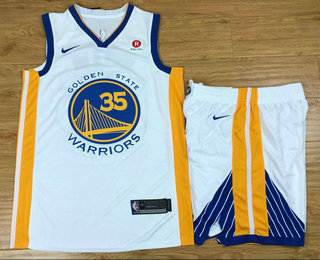 Golden State Warriors #35 Kevin Durant White 2017-2018 Swingman Stitched Jersey With Shorts - Zenithce