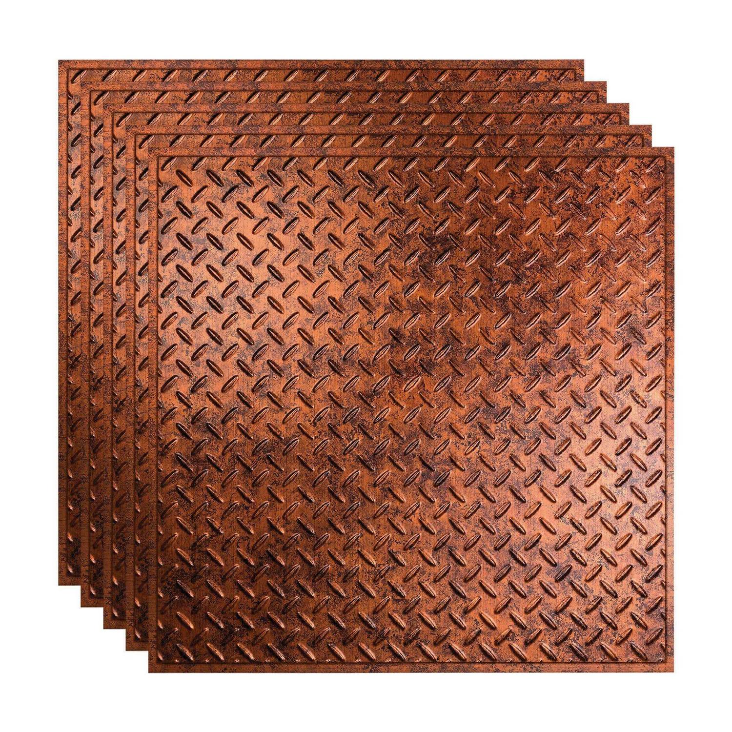 Fasade Diamond Plate Decorative Vinyl 2ft x 2ft Lay In Ceiling Tile - Zenithce