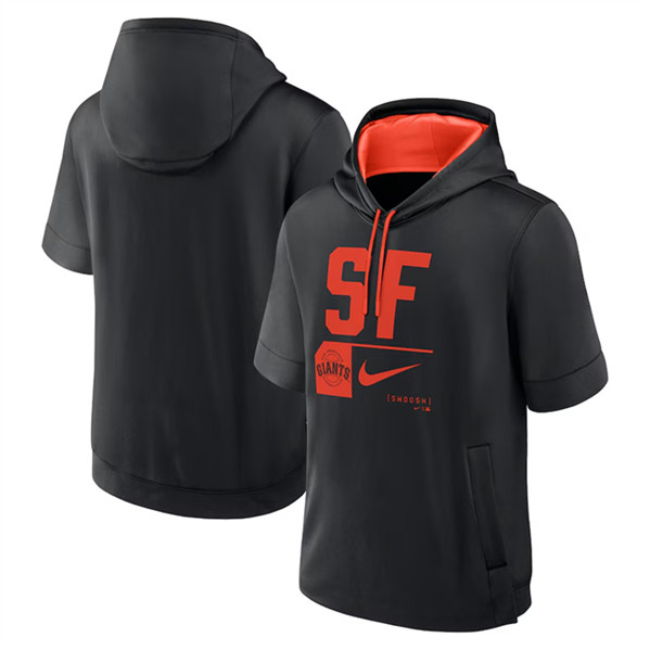 San Francisco Giants Black Tri Code Lockup Short Sleeve Pullover Hoodie - Zenithce
