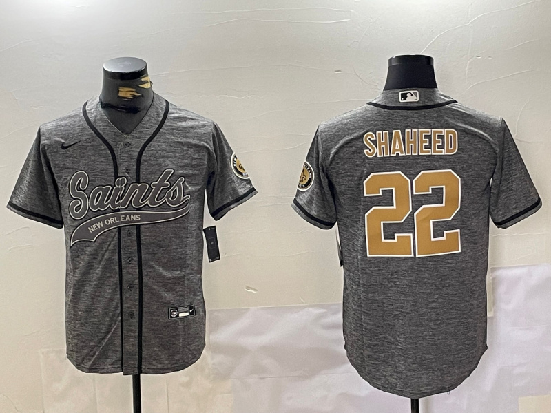 New Orleans Saints #22 Rashid Shaheed Gray With Patch Cool Base Stitched Jersey - Zenithce