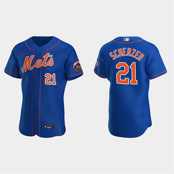 New York Mets #21 Max Scherzer Royal Flex Base Stitched Jersey - Zenithce