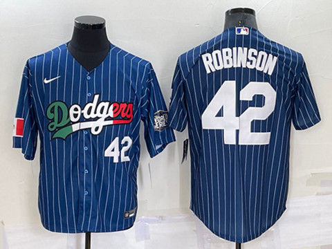 Los Angeles Dodgers #42 Jackie Robinson Navy Mexico World Series Cool Base Stitched Baseball Jersey - Zenithce