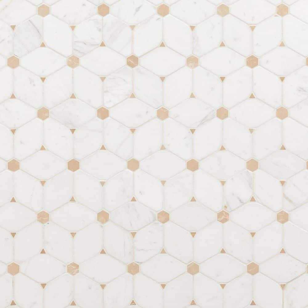 MSI Carrara White Hexagon 11.75 in. x 12 in. x 8mm Honed Marble Mesh-Mounted Mosaic Tile - Zenithce