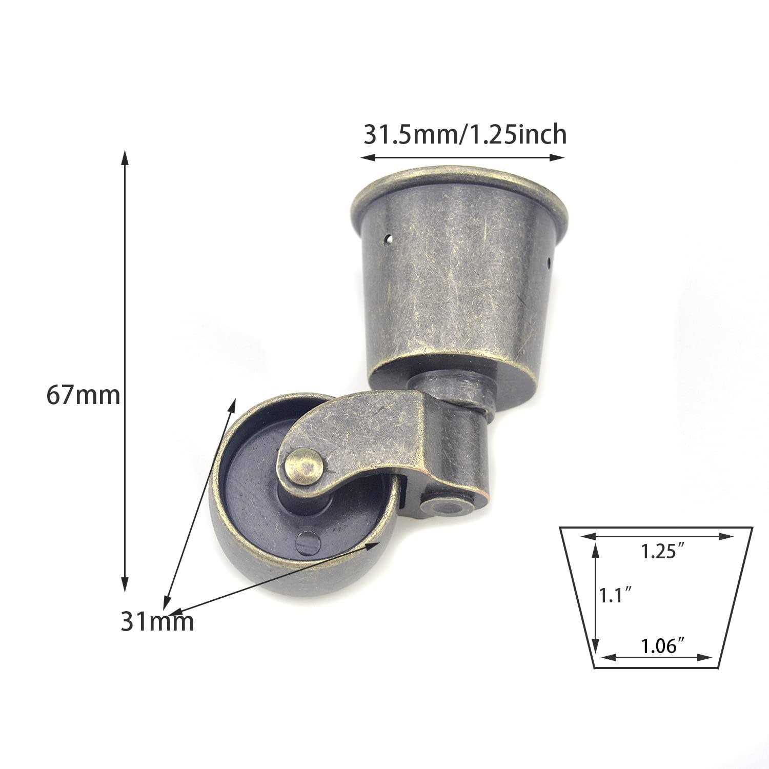 Meprotal 4pcs Zinc Alloy Round Cup Caster Inner Cup Swivel Wheel Casters Furniture - Zenithce
