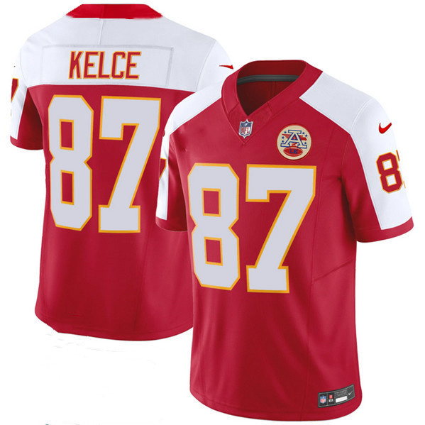 Kansas City Chiefs #87 Travis Kelce Red White 2023 F.U.S.E. Vapor Untouchable Limited Stitched Jersey - Zenithce