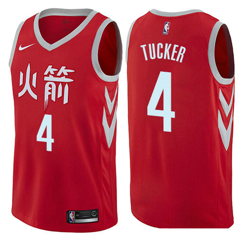 Houston Rockets #4 PJ Tucker Red Stitched Swingman Jersey City Edition - Zenithce