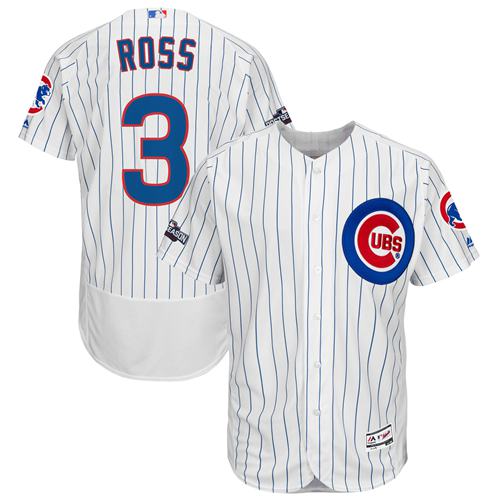 Cubs #3 David Ross White(Blue Strip) Flexbase Authentic Collection Stitched Jersey - Zenithce