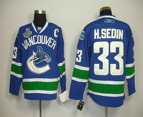 Canucks 2011 Stanley Cup Finals #33 Henrik Sedin Blue Stitched Jersey - Zenithce