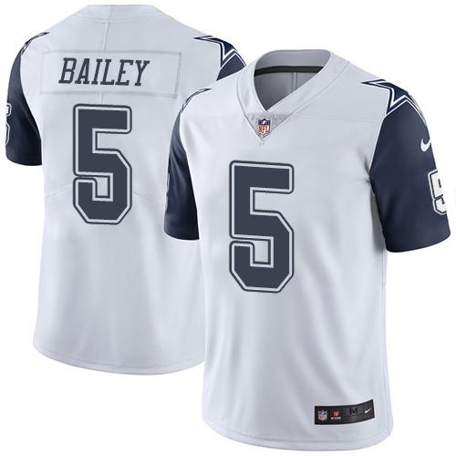 Cowboys #5 Dan Bailey White Stitched Limited Rush Nike Jersey - Zenithce