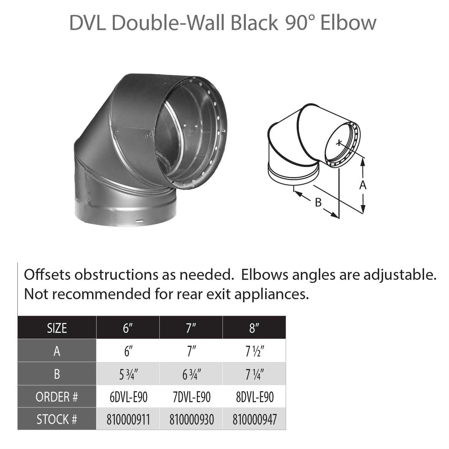 DuraVent 90-Degree DVL Double-Wall Black Elbow 6DVL-E90 - Zenithce