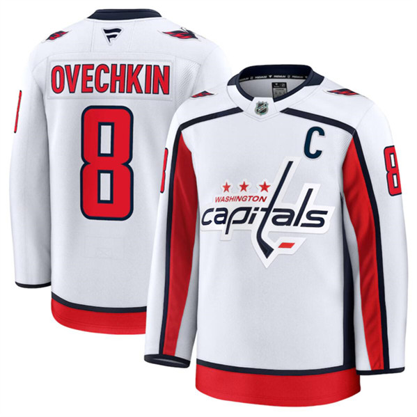 Washington Capitals #8 Alexander Ovechkin White 2024-25 Away Stitched Jersey - Zenithce